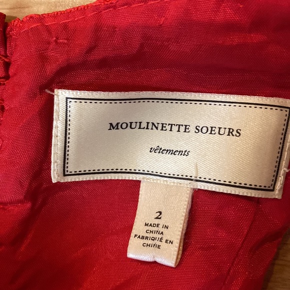 Anthropologie Moulinette Soeurs Minette red silk blend midi dress size 2 - Picture 13 of 17